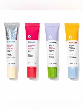 Glossier Balm Dotcom Bundle | Original Formula Set Birthday Fig Strawberry Mango